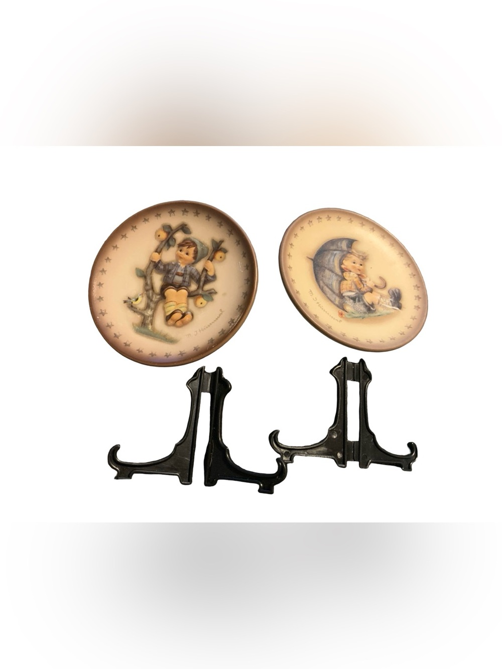 Vtg Hummel Collector Plates 1981 Umbrella Boy 1977 Boy On A Swing Lot Of 2‎